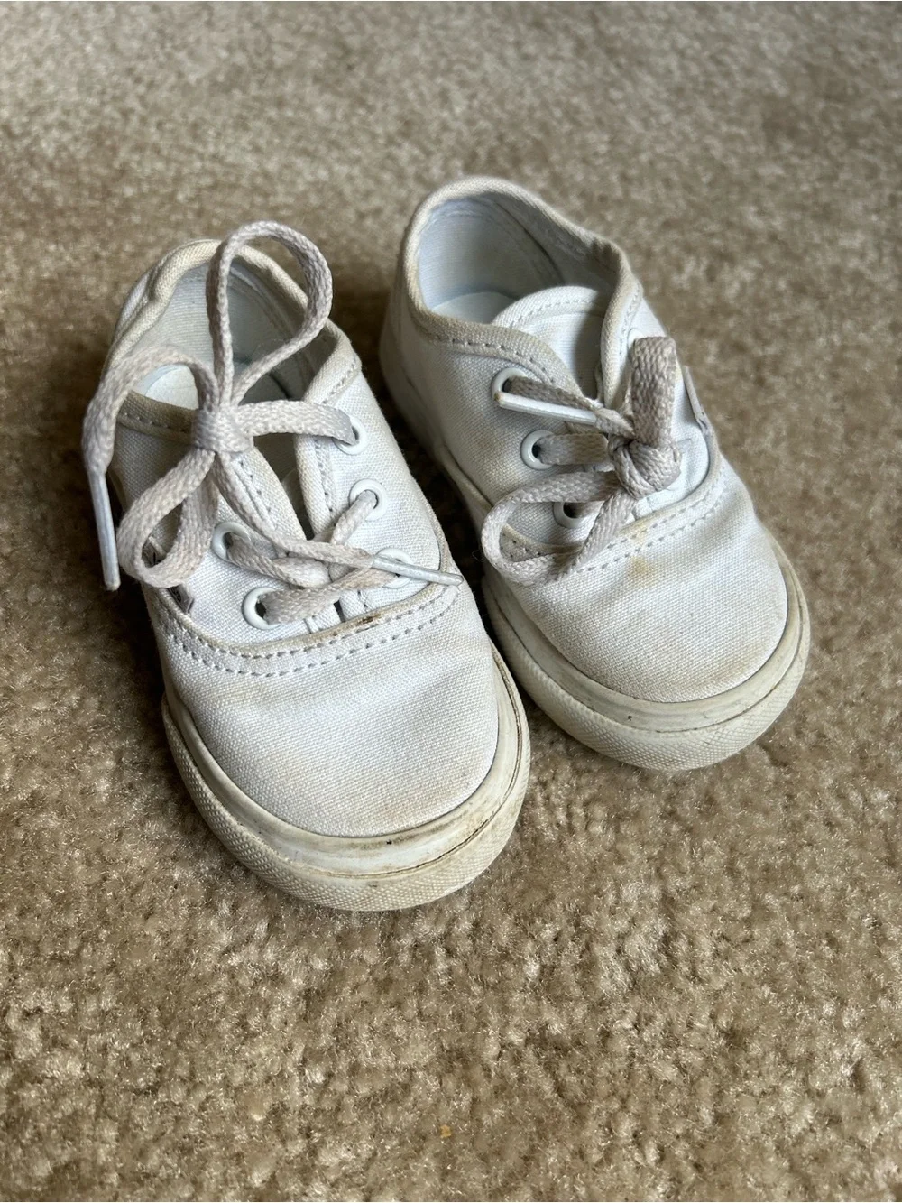 Vans Kids Off-White Canvas Lace-Up Sneakers